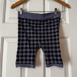 Intimately Free People M/L Seamless Rib Bike Shorts | Checkered Print 0527